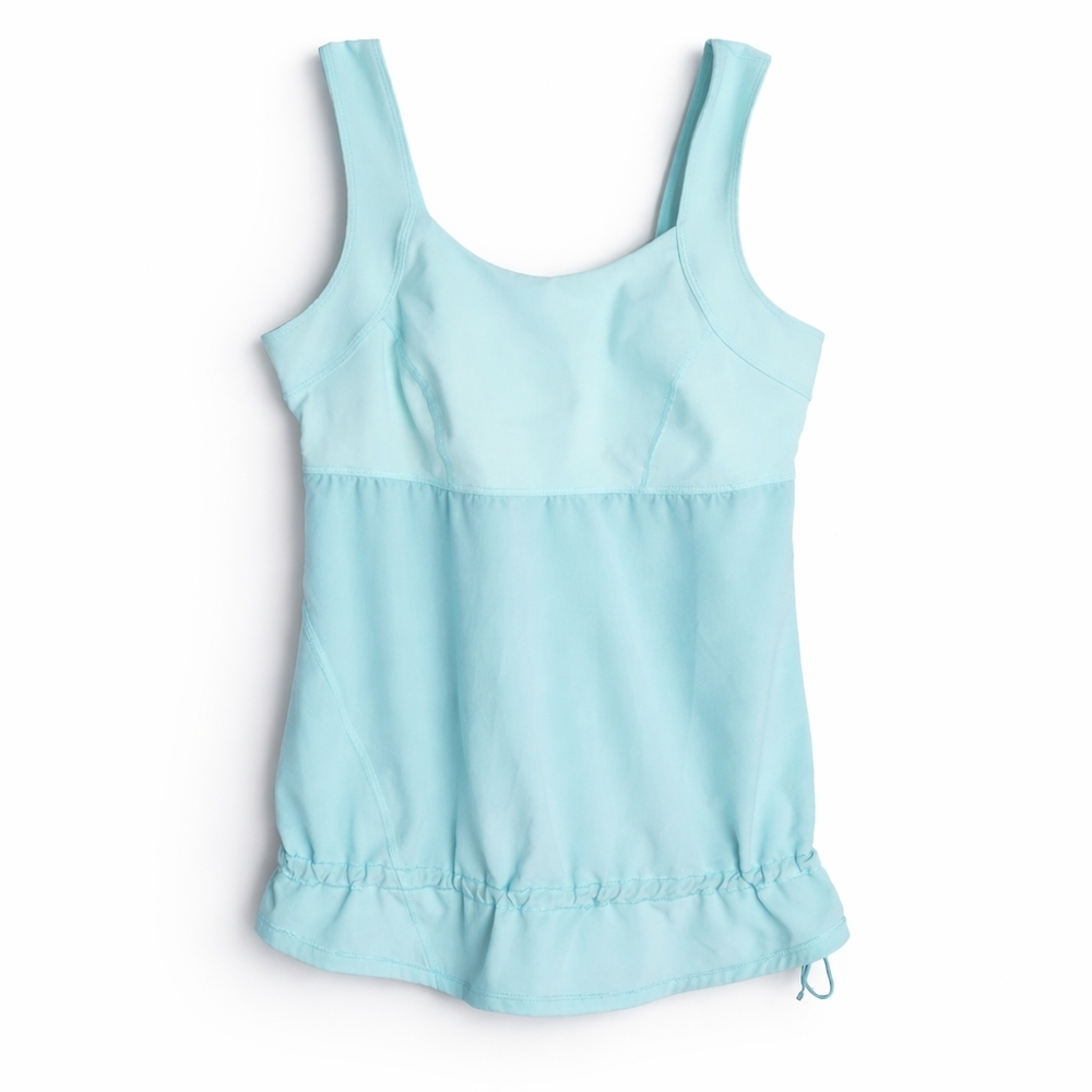Lululemon Run Chase Me Tank Size 8 Aqua Blue Teal Drawstring Hem